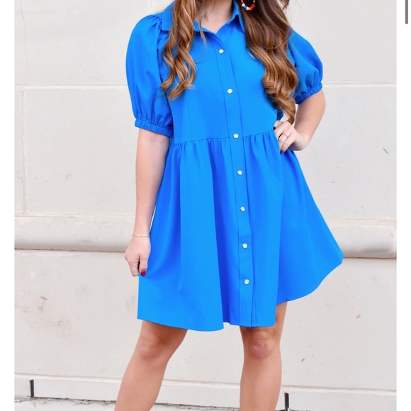 Entro NWOT Vibrant Blue Button-Up Dress - Picture 2 of 6